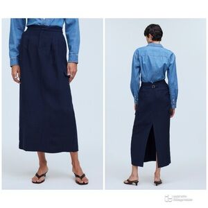 Madewell Pleated High Waist Cargo Midi Skirt